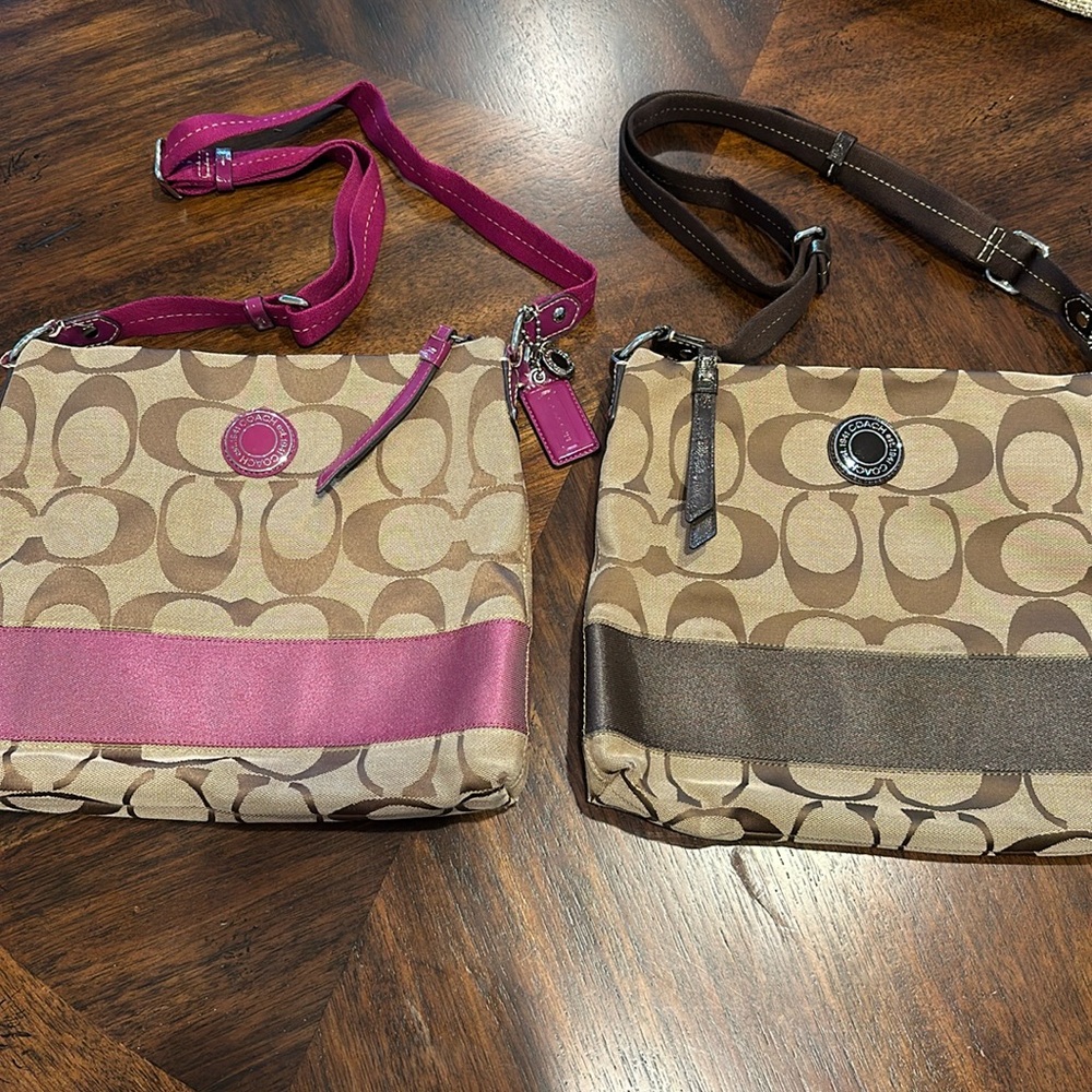 Coach Purse Set of 2 - Great Condition - Purple & Brown